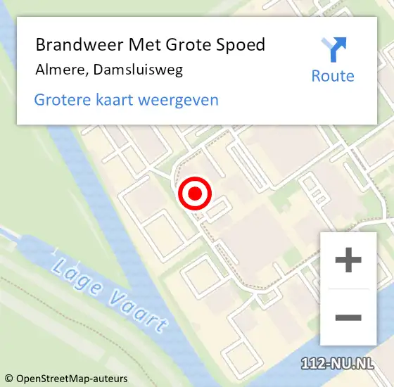 Locatie op kaart van de 112 melding: Brandweer Met Grote Spoed Naar Almere, Damsluisweg op 25 september 2023 22:13