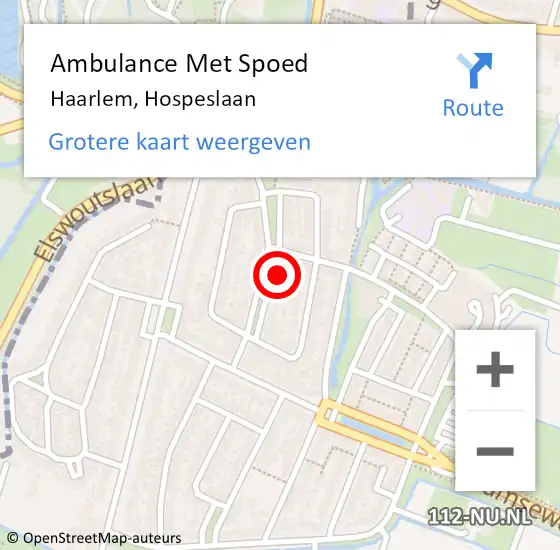 Locatie op kaart van de 112 melding: Ambulance Met Spoed Naar Haarlem, Hospeslaan op 26 september 2023 00:03