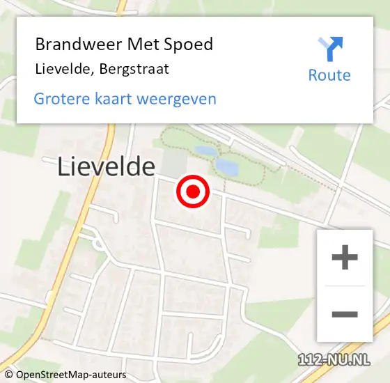 Locatie op kaart van de 112 melding: Brandweer Met Spoed Naar Lievelde, Bergstraat op 26 september 2023 03:20