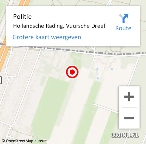 Locatie op kaart van de 112 melding: Politie Hollandsche Rading, Vuursche Dreef op 26 september 2023 07:21