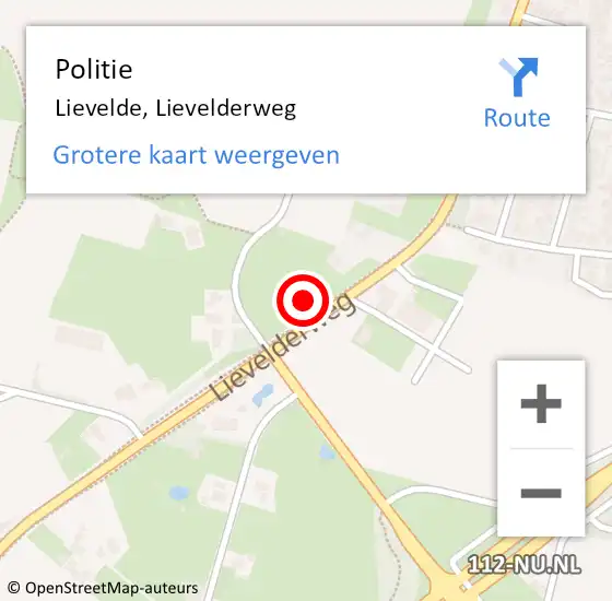Locatie op kaart van de 112 melding: Politie Lievelde, Lievelderweg op 26 september 2023 08:21