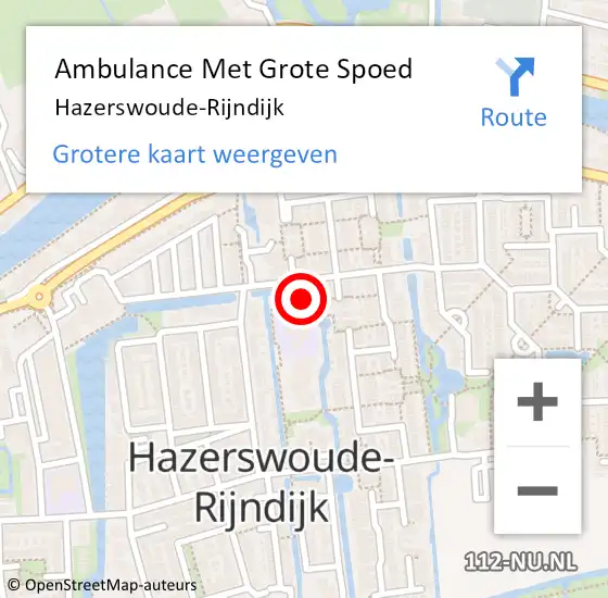 Locatie op kaart van de 112 melding: Ambulance Met Grote Spoed Naar Hazerswoude-Rijndijk op 26 september 2023 08:53