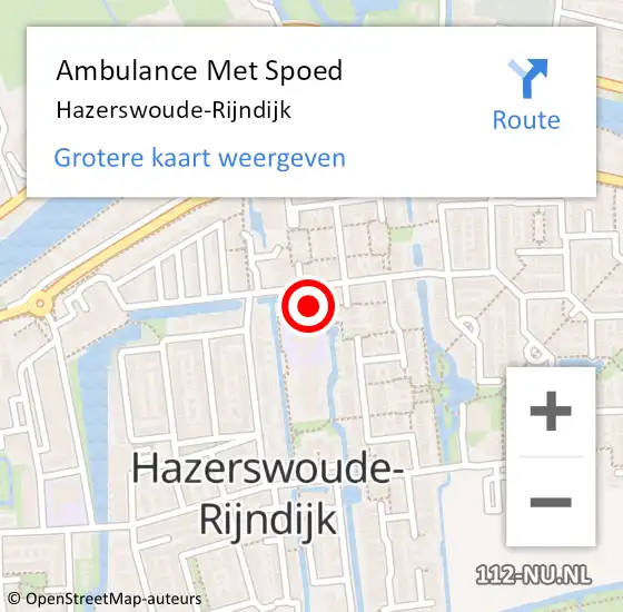 Locatie op kaart van de 112 melding: Ambulance Met Spoed Naar Hazerswoude-Rijndijk op 26 september 2023 09:08