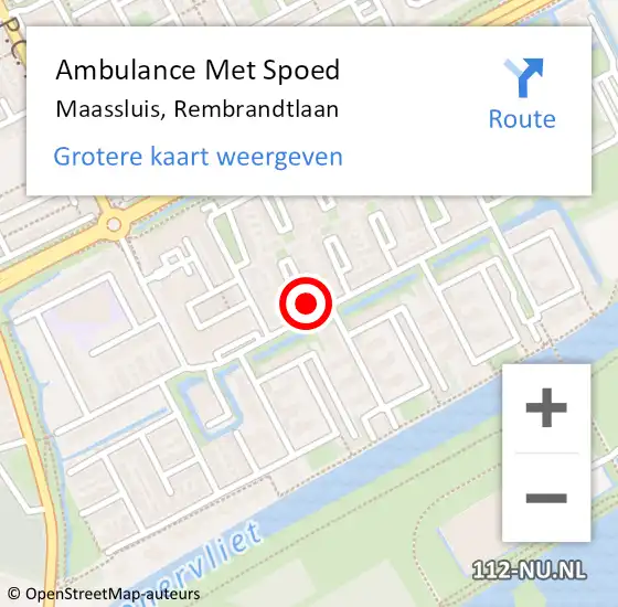 Locatie op kaart van de 112 melding: Ambulance Met Spoed Naar Maassluis, Rembrandtlaan op 26 september 2023 09:43