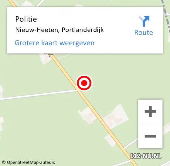 Locatie op kaart van de 112 melding: Politie Nieuw-Heeten, Portlanderdijk op 26 september 2023 10:03