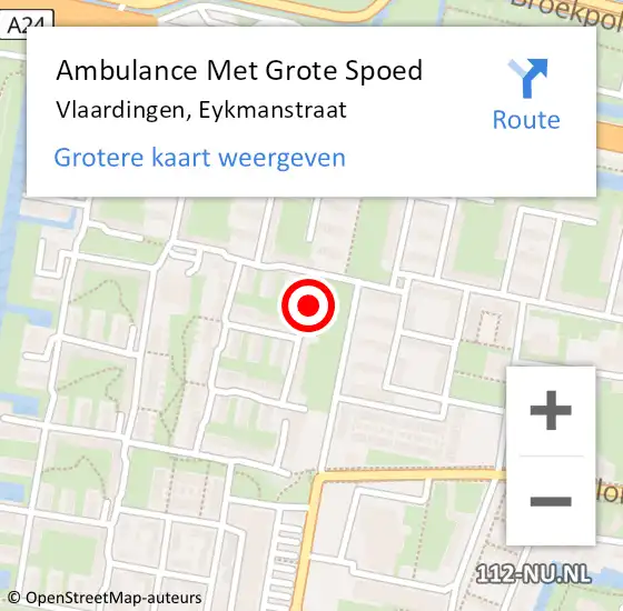 Locatie op kaart van de 112 melding: Ambulance Met Grote Spoed Naar Vlaardingen, Eykmanstraat op 26 september 2023 10:44