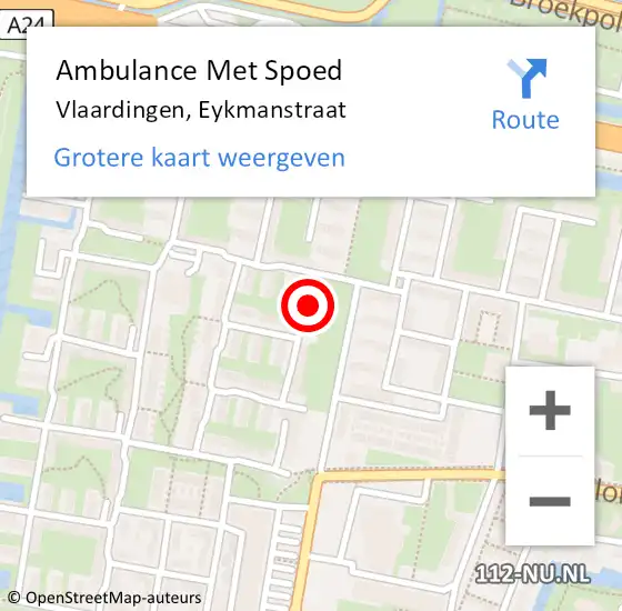 Locatie op kaart van de 112 melding: Ambulance Met Spoed Naar Vlaardingen, Eykmanstraat op 26 september 2023 10:58