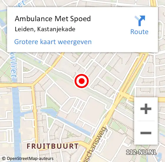Locatie op kaart van de 112 melding: Ambulance Met Spoed Naar Leiden, Kastanjekade op 26 september 2023 12:01