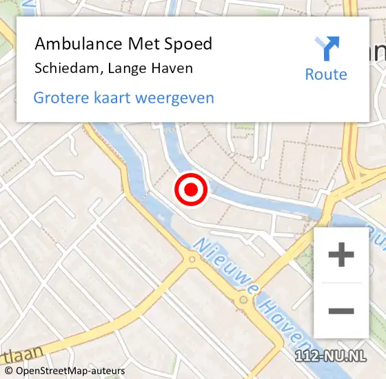 Locatie op kaart van de 112 melding: Ambulance Met Spoed Naar Schiedam, Lange Haven op 26 september 2023 13:24