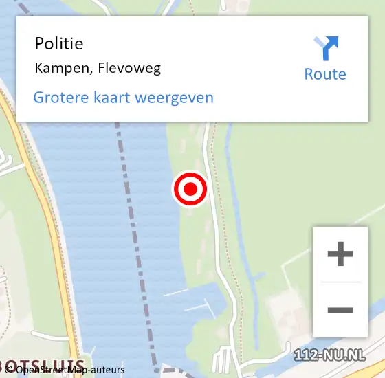 Locatie op kaart van de 112 melding: Politie Kampen, Flevoweg op 26 september 2023 13:47