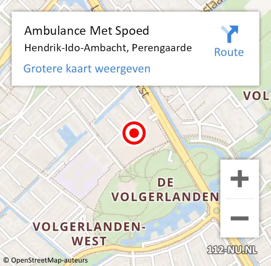 Locatie op kaart van de 112 melding: Ambulance Met Spoed Naar Hendrik-Ido-Ambacht, Perengaarde op 26 september 2023 14:58