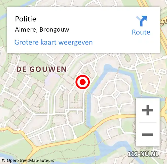 Locatie op kaart van de 112 melding: Politie Almere, Brongouw op 26 september 2023 15:25