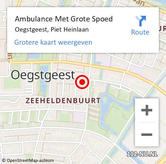 Locatie op kaart van de 112 melding: Ambulance Met Grote Spoed Naar Oegstgeest, Piet Heinlaan op 26 september 2023 16:06