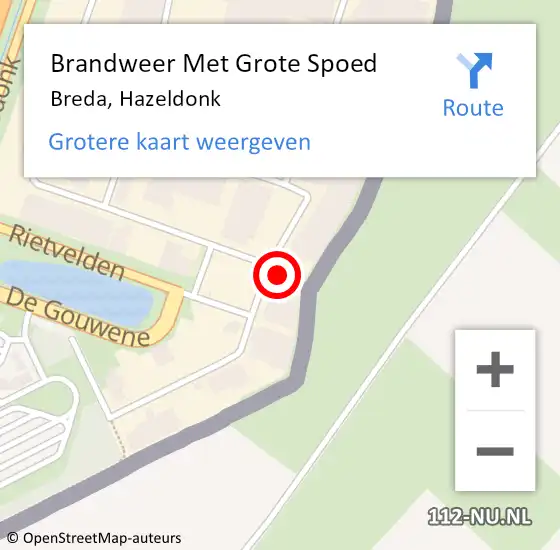 Locatie op kaart van de 112 melding: Brandweer Met Grote Spoed Naar Breda, Hazeldonk op 26 september 2023 16:17