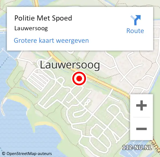 Locatie op kaart van de 112 melding: Politie Met Spoed Naar Lauwersoog op 26 september 2023 17:45