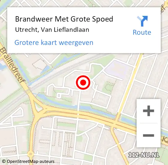 Locatie op kaart van de 112 melding: Brandweer Met Grote Spoed Naar Utrecht, Van Lieflandlaan op 26 september 2023 18:11