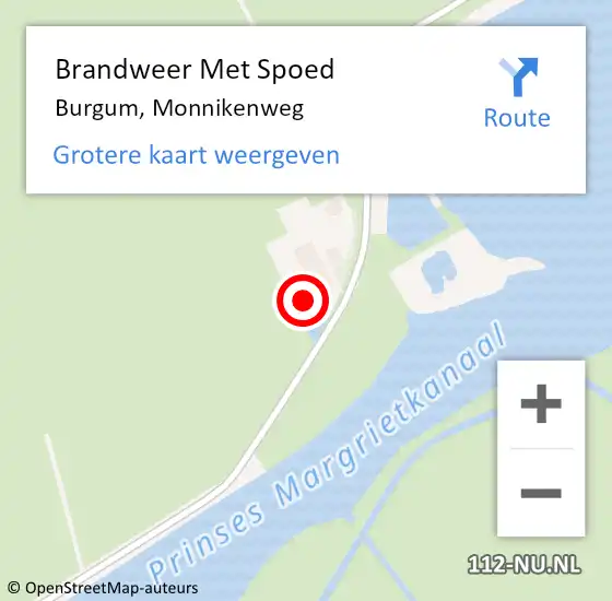 Locatie op kaart van de 112 melding: Brandweer Met Spoed Naar Burgum, Monnikenweg op 26 september 2023 18:25