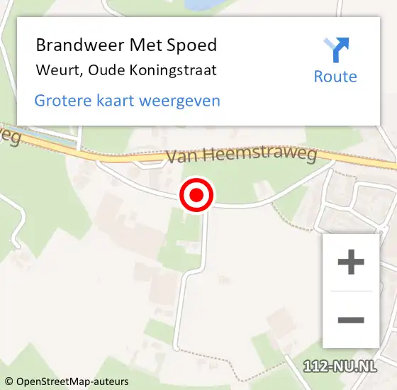 Locatie op kaart van de 112 melding: Brandweer Met Spoed Naar Weurt, Oude Koningstraat op 26 september 2023 19:22