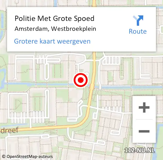 Locatie op kaart van de 112 melding: Politie Met Grote Spoed Naar Amsterdam, Westbroekplein op 26 september 2023 19:44