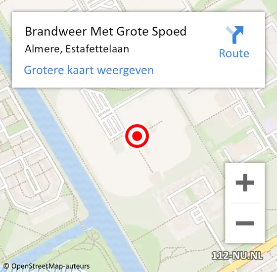 Locatie op kaart van de 112 melding: Brandweer Met Grote Spoed Naar Almere, Estafettelaan op 26 september 2023 20:17