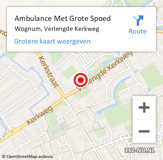 Locatie op kaart van de 112 melding: Ambulance Met Grote Spoed Naar Wognum, Verlengde Kerkweg op 26 september 2023 20:17