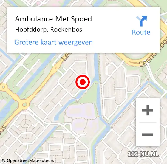 Locatie op kaart van de 112 melding: Ambulance Met Spoed Naar Hoofddorp, Roekenbos op 26 september 2023 20:50