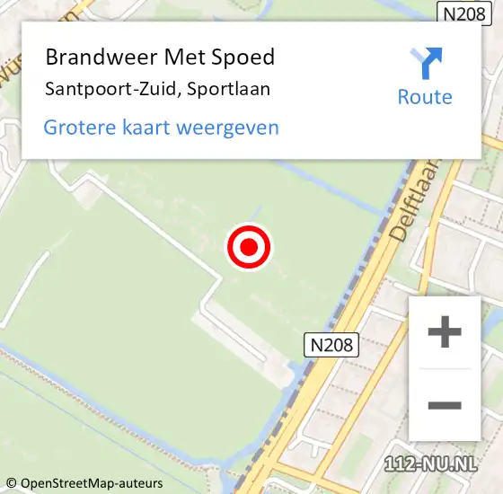 Locatie op kaart van de 112 melding: Brandweer Met Spoed Naar Santpoort-Zuid, Sportlaan op 26 september 2023 21:39