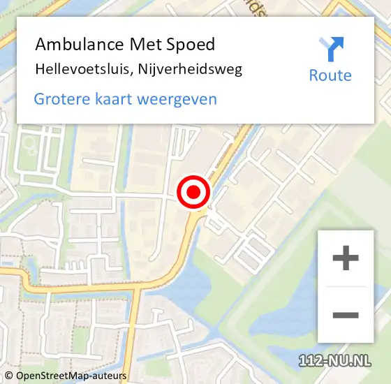 Locatie op kaart van de 112 melding: Ambulance Met Spoed Naar Hellevoetsluis, Nijverheidsweg op 26 september 2023 22:22