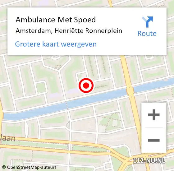 Locatie op kaart van de 112 melding: Ambulance Met Spoed Naar Amsterdam, Henriëtte Ronnerplein op 27 september 2023 03:05