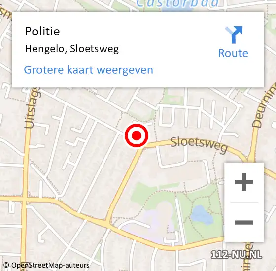 Locatie op kaart van de 112 melding: Politie Hengelo, Sloetsweg op 27 september 2023 03:33