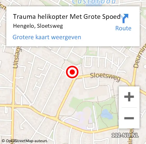 Locatie op kaart van de 112 melding: Trauma helikopter Met Grote Spoed Naar Hengelo, Sloetsweg op 27 september 2023 03:35