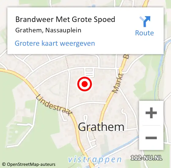 Locatie op kaart van de 112 melding: Brandweer Met Grote Spoed Naar Grathem, Nassauplein op 27 september 2023 08:45