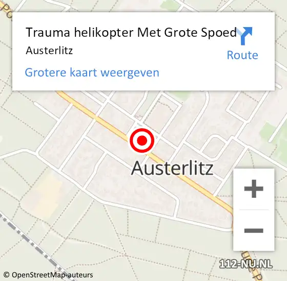 Locatie op kaart van de 112 melding: Trauma helikopter Met Grote Spoed Naar Austerlitz op 27 september 2023 09:46
