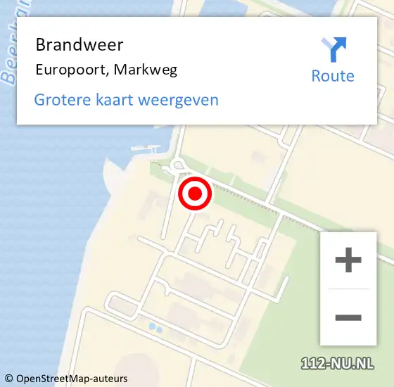 Locatie op kaart van de 112 melding: Brandweer Europoort, Markweg op 27 september 2023 09:47