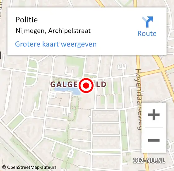 Locatie op kaart van de 112 melding: Politie Nijmegen, Archipelstraat op 27 september 2023 10:44