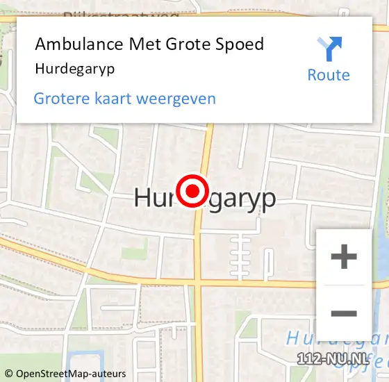 Locatie op kaart van de 112 melding: Ambulance Met Grote Spoed Naar Hurdegaryp op 27 september 2023 12:48