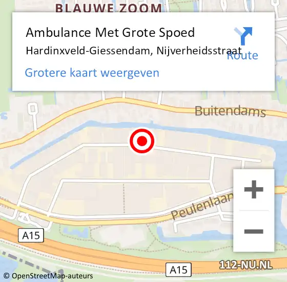 Locatie op kaart van de 112 melding: Ambulance Met Grote Spoed Naar Hardinxveld-Giessendam, Nijverheidsstraat op 27 september 2023 12:52