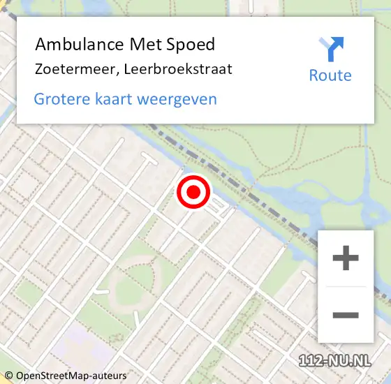 Locatie op kaart van de 112 melding: Ambulance Met Spoed Naar Zoetermeer, Leerbroekstraat op 27 september 2023 13:02