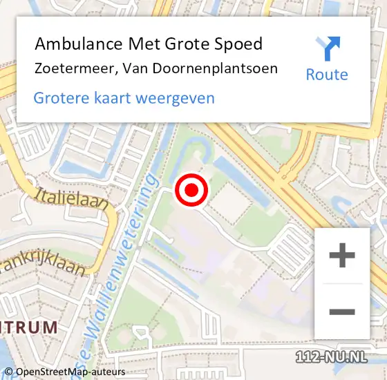 Locatie op kaart van de 112 melding: Ambulance Met Grote Spoed Naar Zoetermeer, Van Doornenplantsoen op 27 september 2023 13:22