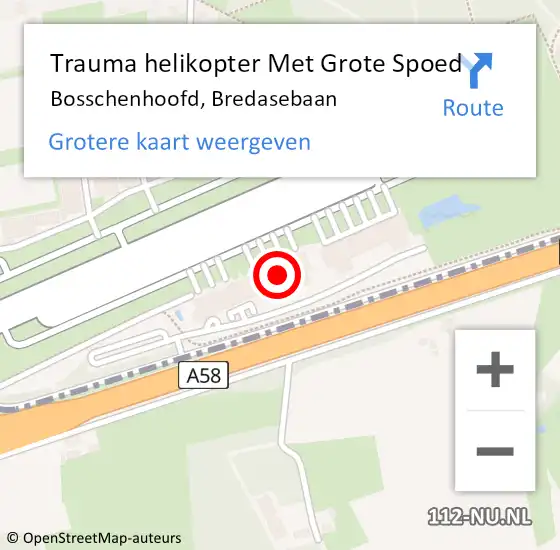 Locatie op kaart van de 112 melding: Trauma helikopter Met Grote Spoed Naar Bosschenhoofd, Bredasebaan op 27 september 2023 13:52