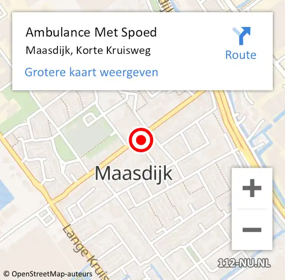 Locatie op kaart van de 112 melding: Ambulance Met Spoed Naar Maasdijk, Korte Kruisweg op 27 september 2023 14:26