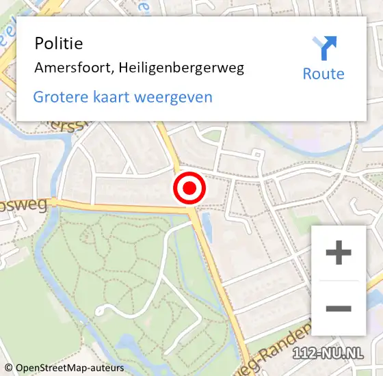 Locatie op kaart van de 112 melding: Politie Amersfoort, Heiligenbergerweg op 27 september 2023 14:28