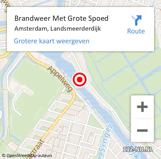 Locatie op kaart van de 112 melding: Brandweer Met Grote Spoed Naar Amsterdam, Landsmeerderdijk op 27 september 2023 16:06