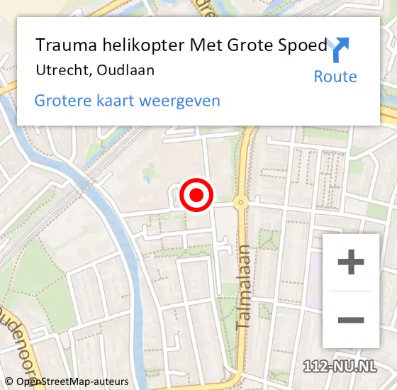 Locatie op kaart van de 112 melding: Trauma helikopter Met Grote Spoed Naar Utrecht, Oudlaan op 27 september 2023 16:06