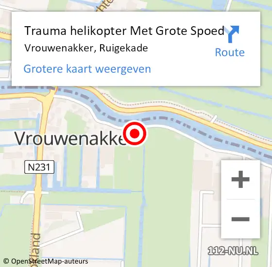 Locatie op kaart van de 112 melding: Trauma helikopter Met Grote Spoed Naar Vrouwenakker, Ruigekade op 27 september 2023 16:10