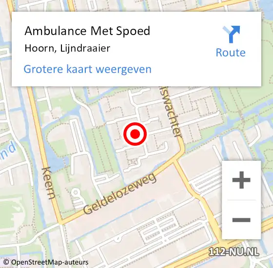 Locatie op kaart van de 112 melding: Ambulance Met Spoed Naar Hoorn, Lijndraaier op 27 september 2023 17:44