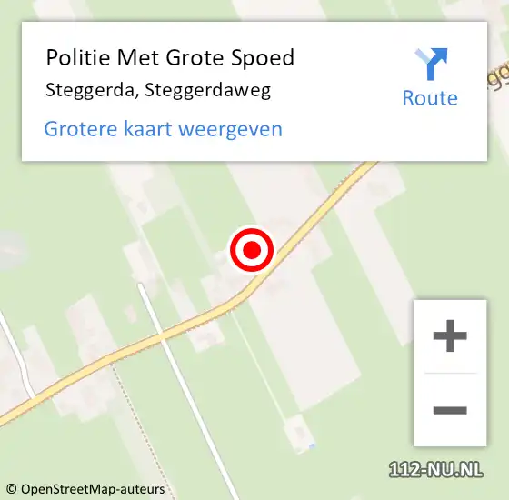 Locatie op kaart van de 112 melding: Politie Met Grote Spoed Naar Steggerda, Steggerdaweg op 27 september 2023 18:53