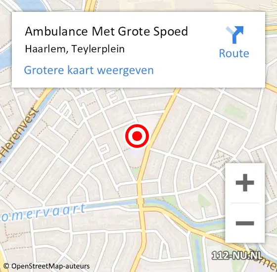 Locatie op kaart van de 112 melding: Ambulance Met Grote Spoed Naar Haarlem, Teylerplein op 27 september 2023 18:53