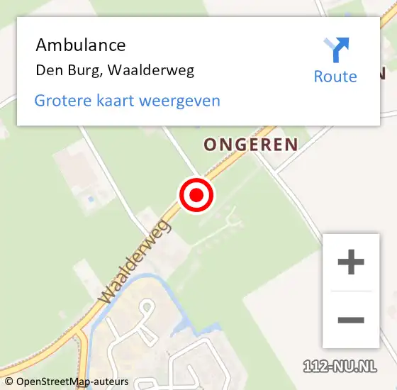 Locatie op kaart van de 112 melding: Ambulance Den Burg, Waalderweg op 27 september 2023 19:05