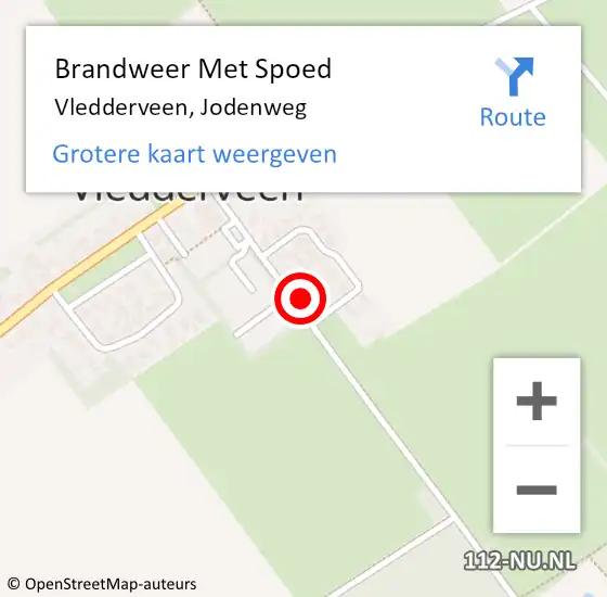 Locatie op kaart van de 112 melding: Brandweer Met Spoed Naar Vledderveen, Jodenweg op 27 september 2023 19:44
